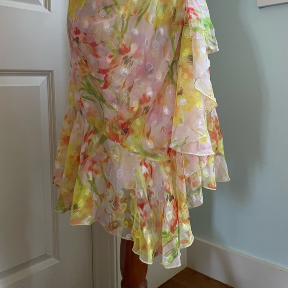 NWOT Marchesa Silky Printed Ruffle Mini Dress - Picture 9 of 14